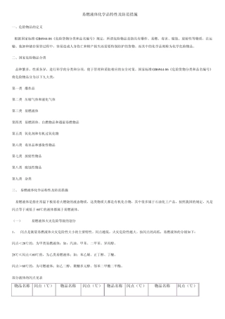 易燃液体化学品特性及防范措施