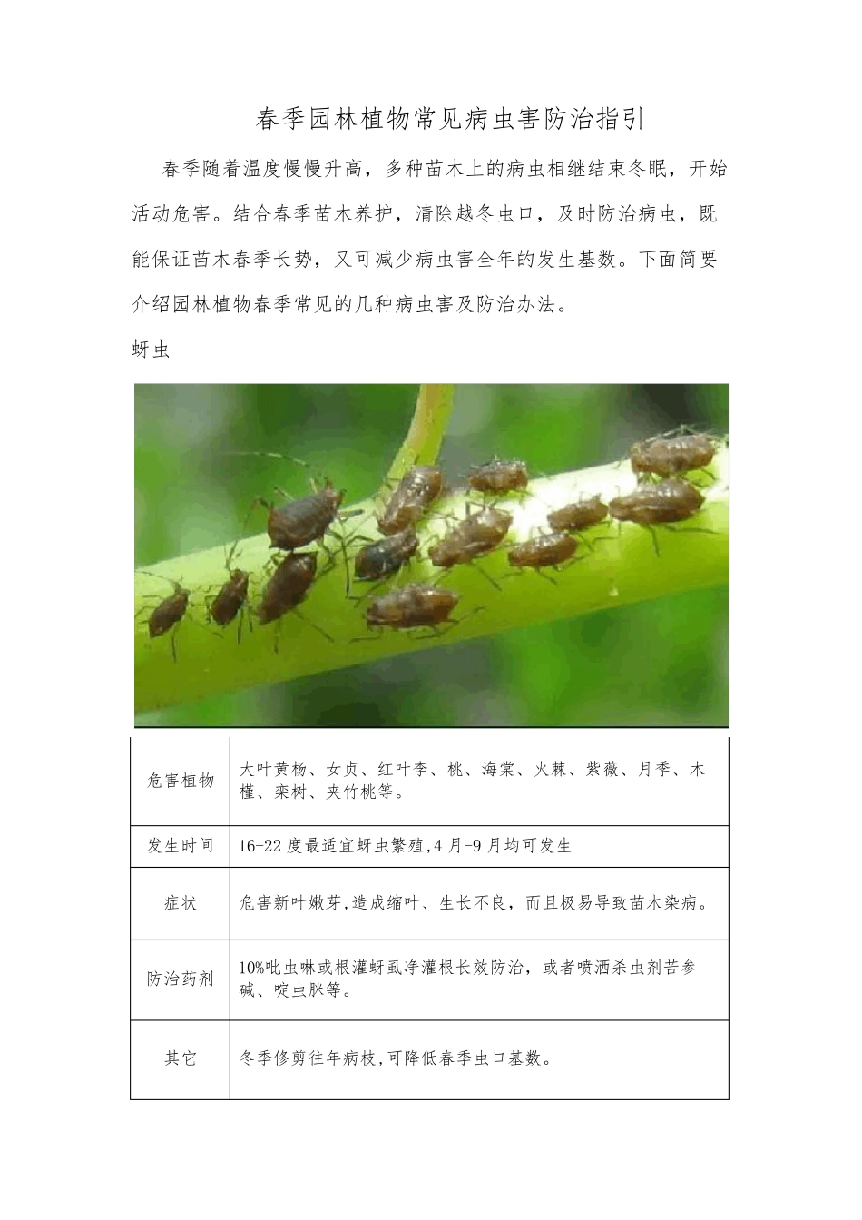 春季园林植物常见病虫害防治指引_第1页