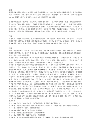 春秋战国130余个国家的简介