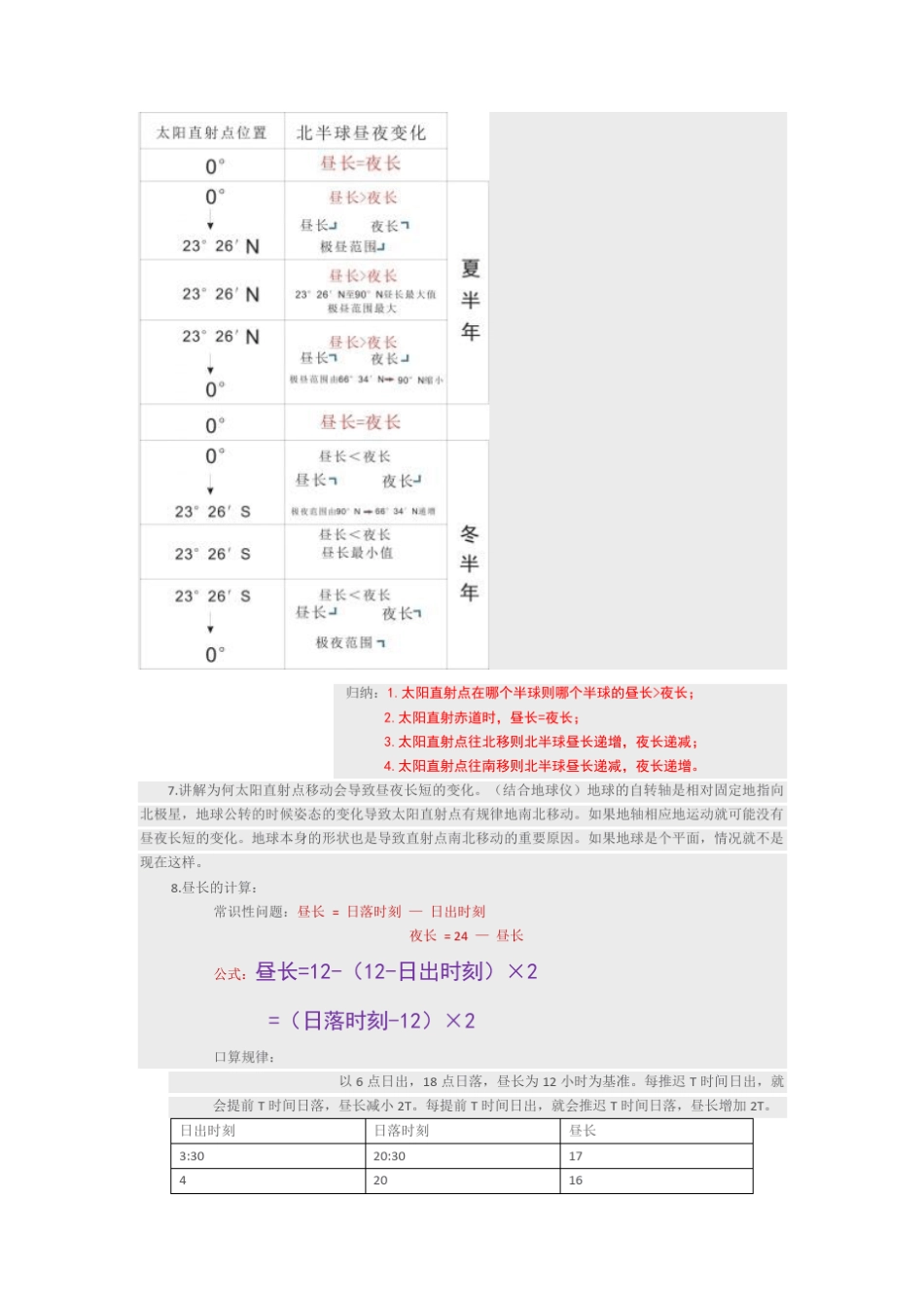 昼夜长短和正午太阳高度变化教案_第3页