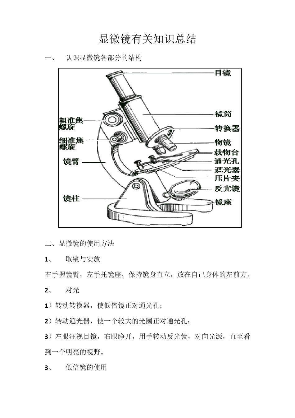 显微镜有关知识总结_第1页