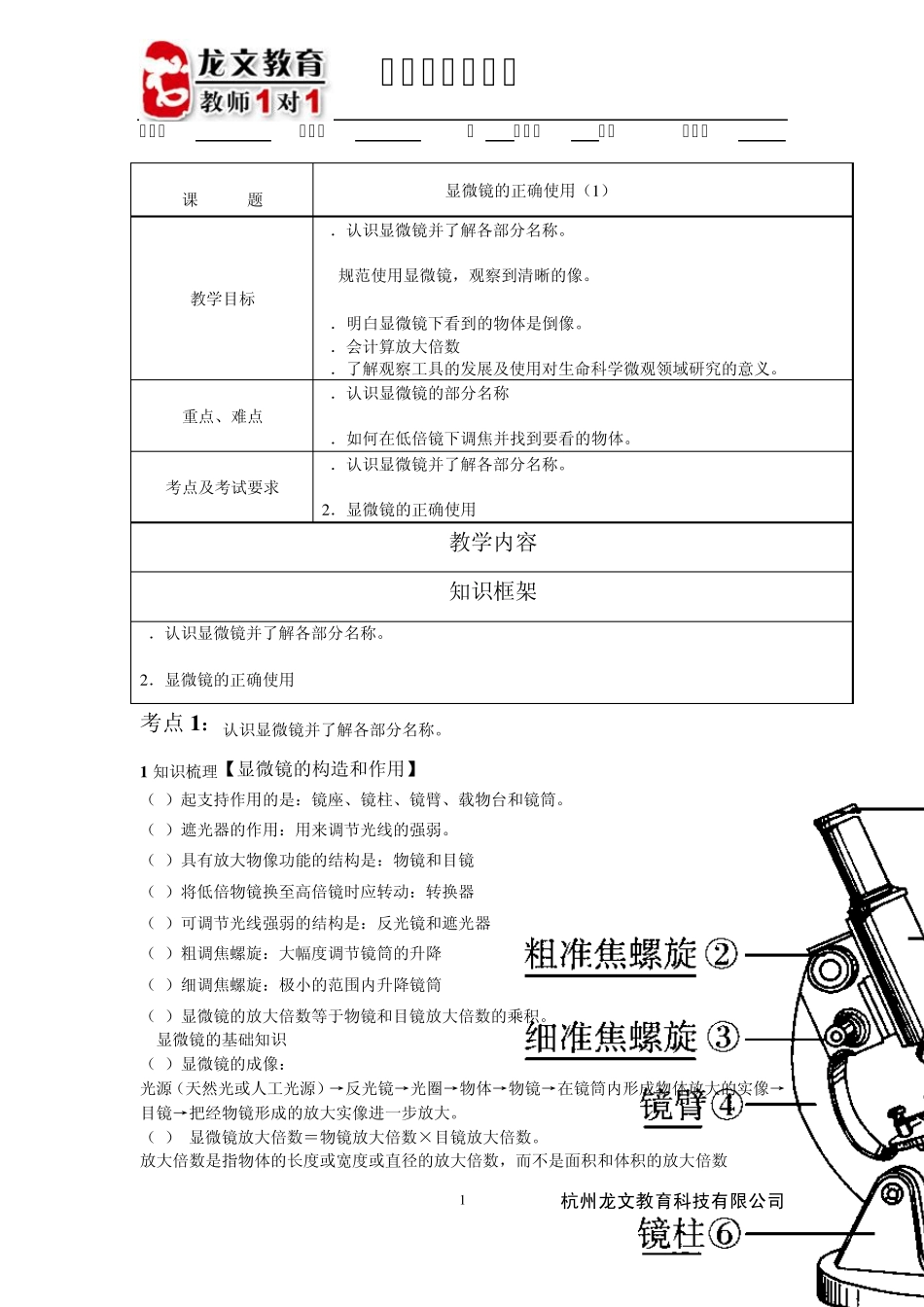 显微镜的正确使用_第1页