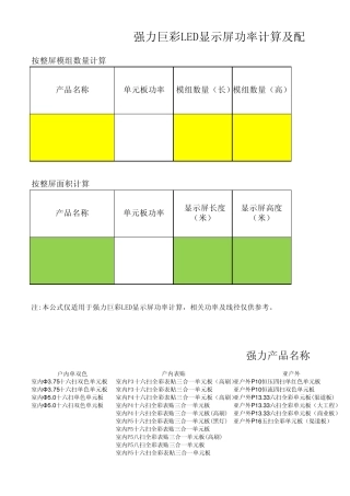 显示屏功率计算公式