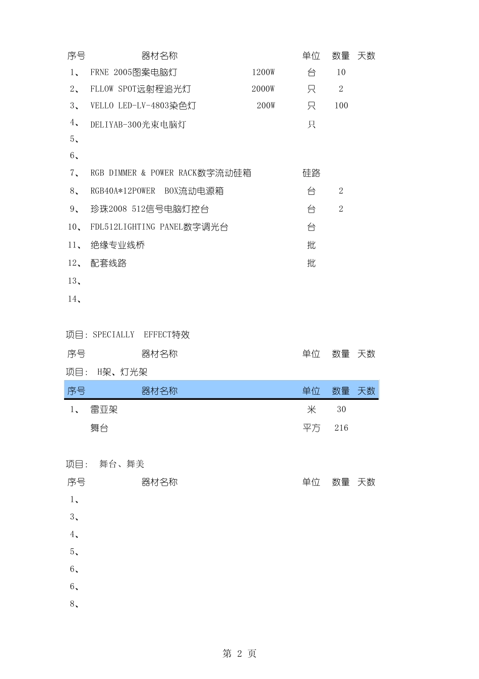 晚会设备清单_第2页