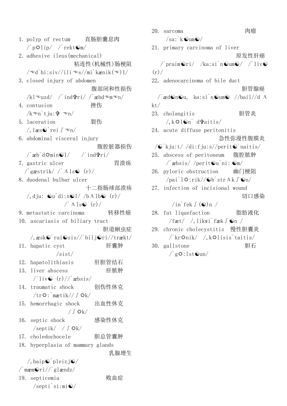 普外科常用英语单词_第2页
