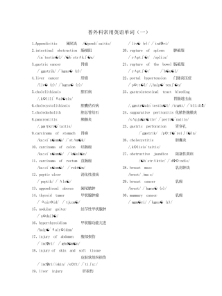 普外科常用英语单词