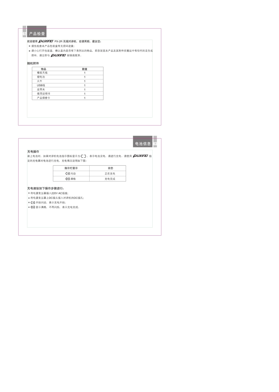 普星PX2R对讲机操作说明书_第3页