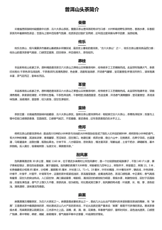 普洱山头茶简介