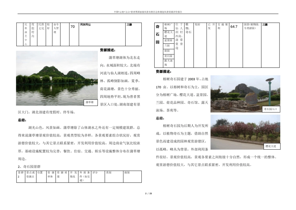 普者黑风景名胜区风景资源评价报告_第2页