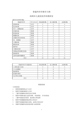 普通外科学教学大纲