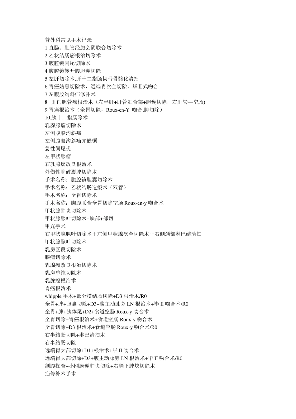 普通外科常见手术记录模板_第1页