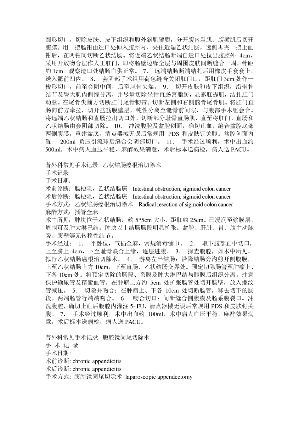 普通外科常见手术记录模板_第3页