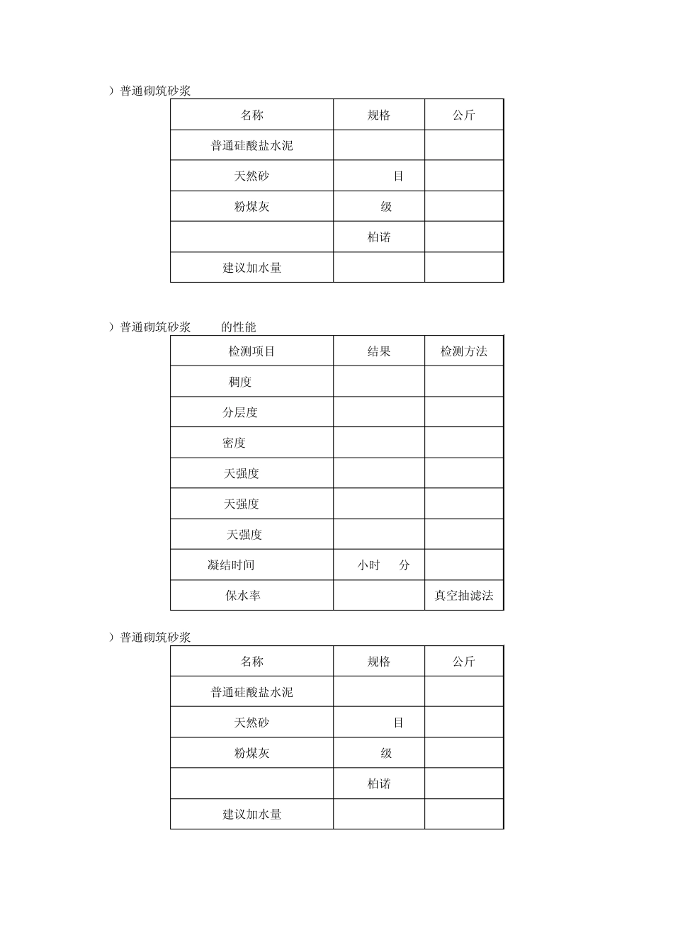 普通砂浆各强度配方_第3页