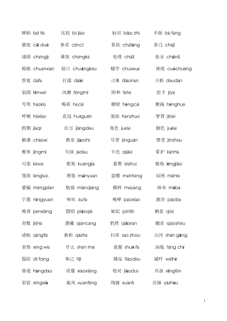 普通话字词带拼音
