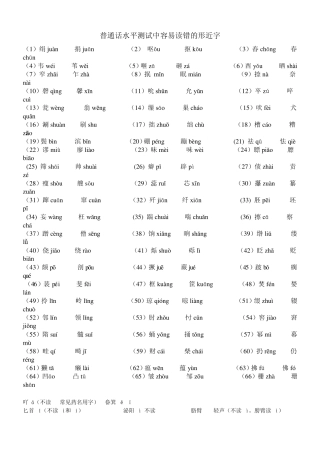 普通话易读错字词