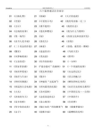 普通话朗读练习作品60篇(可编辑版)