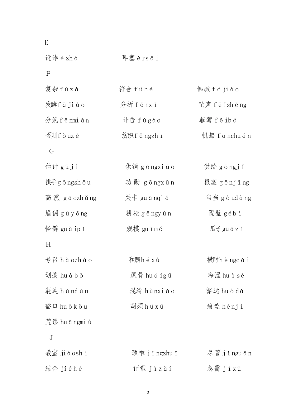 普通话水平测试中易错的双音节词语_第2页