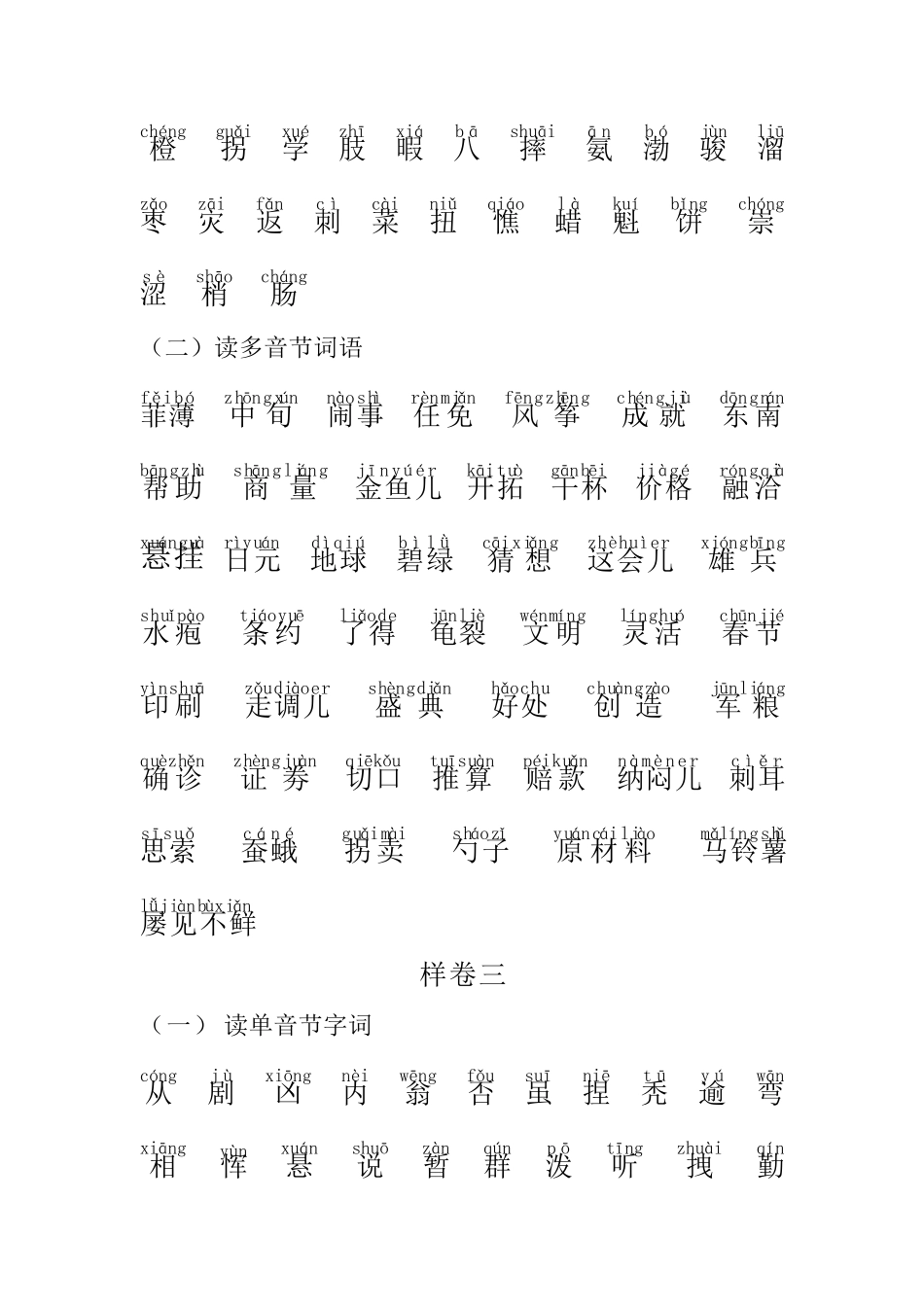 普通话水平测试字词题综合训练_第3页