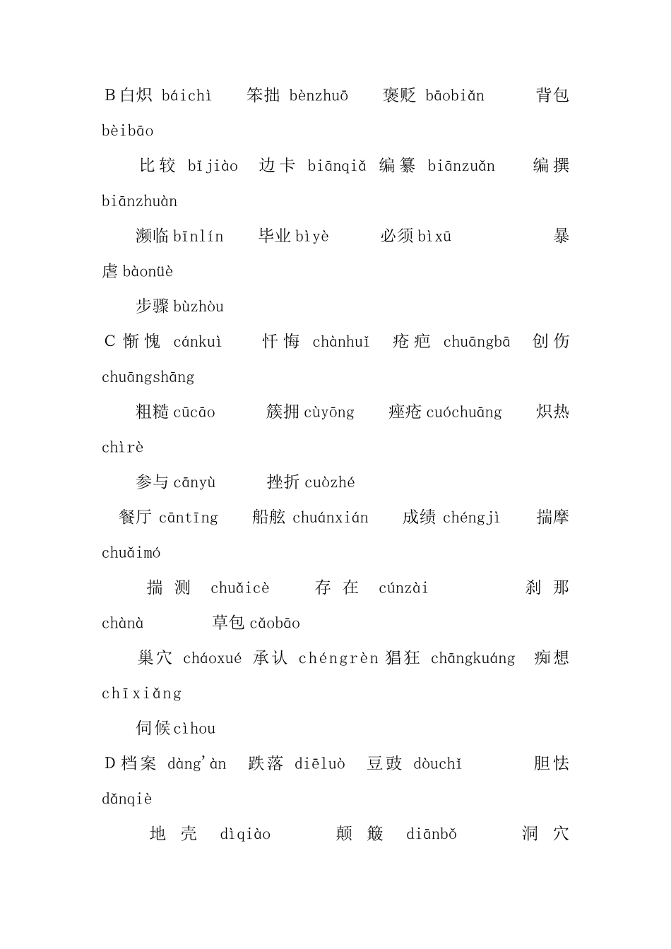 普通话测试易错字词大集合_第1页
