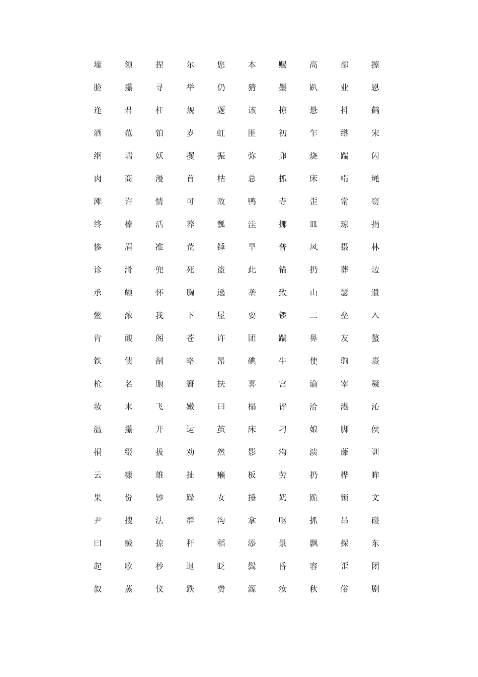 普通话测试训练字词表_第2页