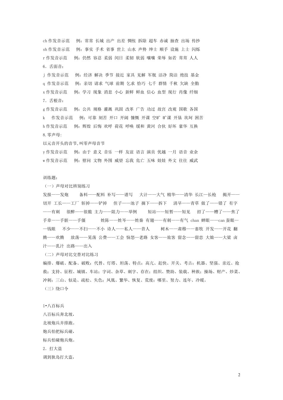 普通话语音基础知识训练声母韵母_第2页