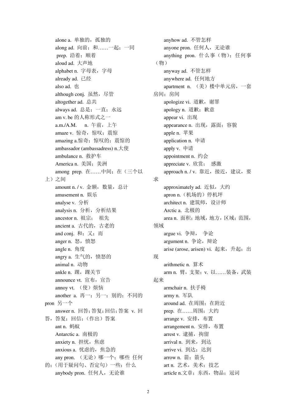普通高中学业水平测试英语词汇表_第2页