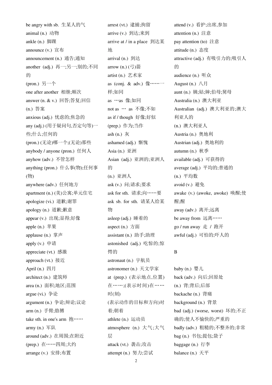 普通高中学业水平考试英语词汇表_第2页