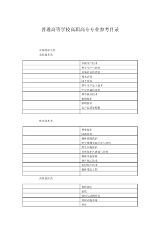 普通高等学校高职高专专业参考目录
