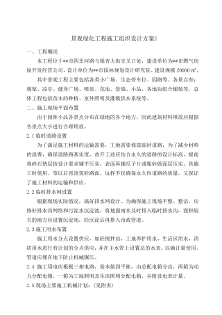 景观绿化工程施工组织设计方案