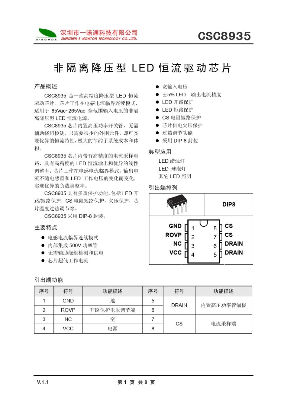 晶丰BP2833D兼容型号CSC8933_第1页