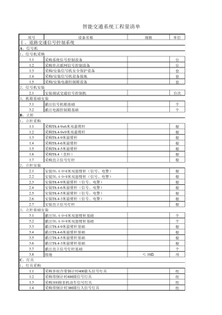 智能交通设备(工程量)清单