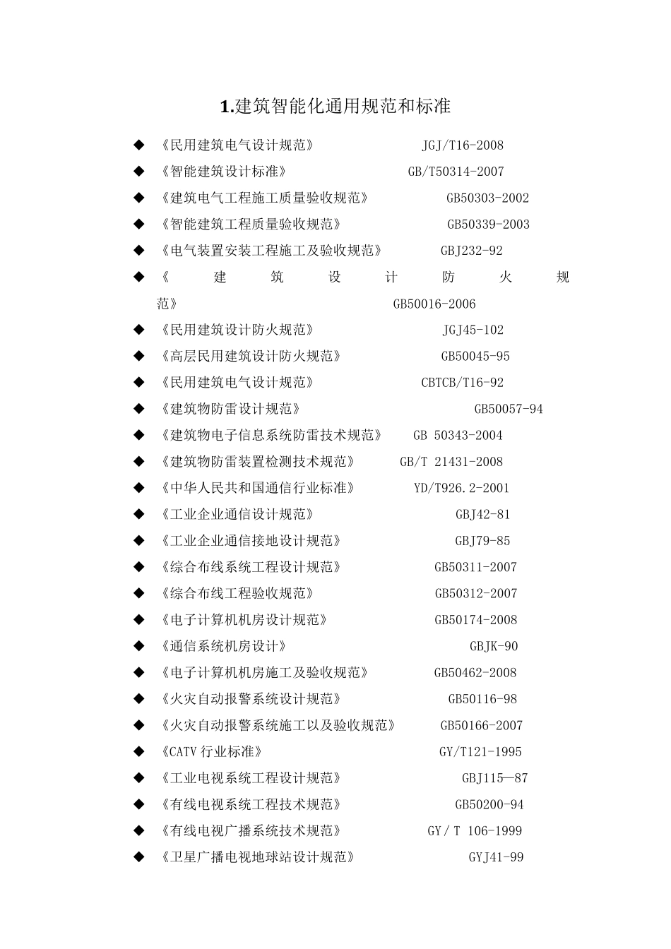 智能化系统常用规范和标准_第1页