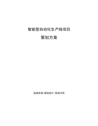 智能型自动化生产线项目策划方案