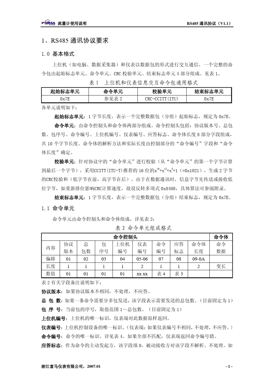 智能流量积算仪默认通讯协议(RS485)_第3页