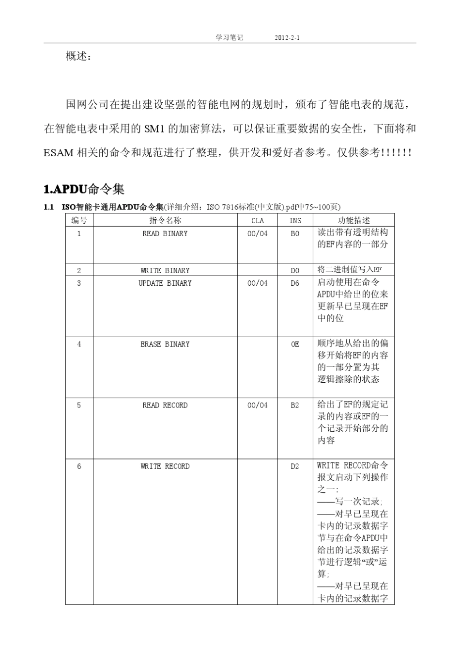 智能表费控的EASM相关的iso7816和APDU命令集合_第1页
