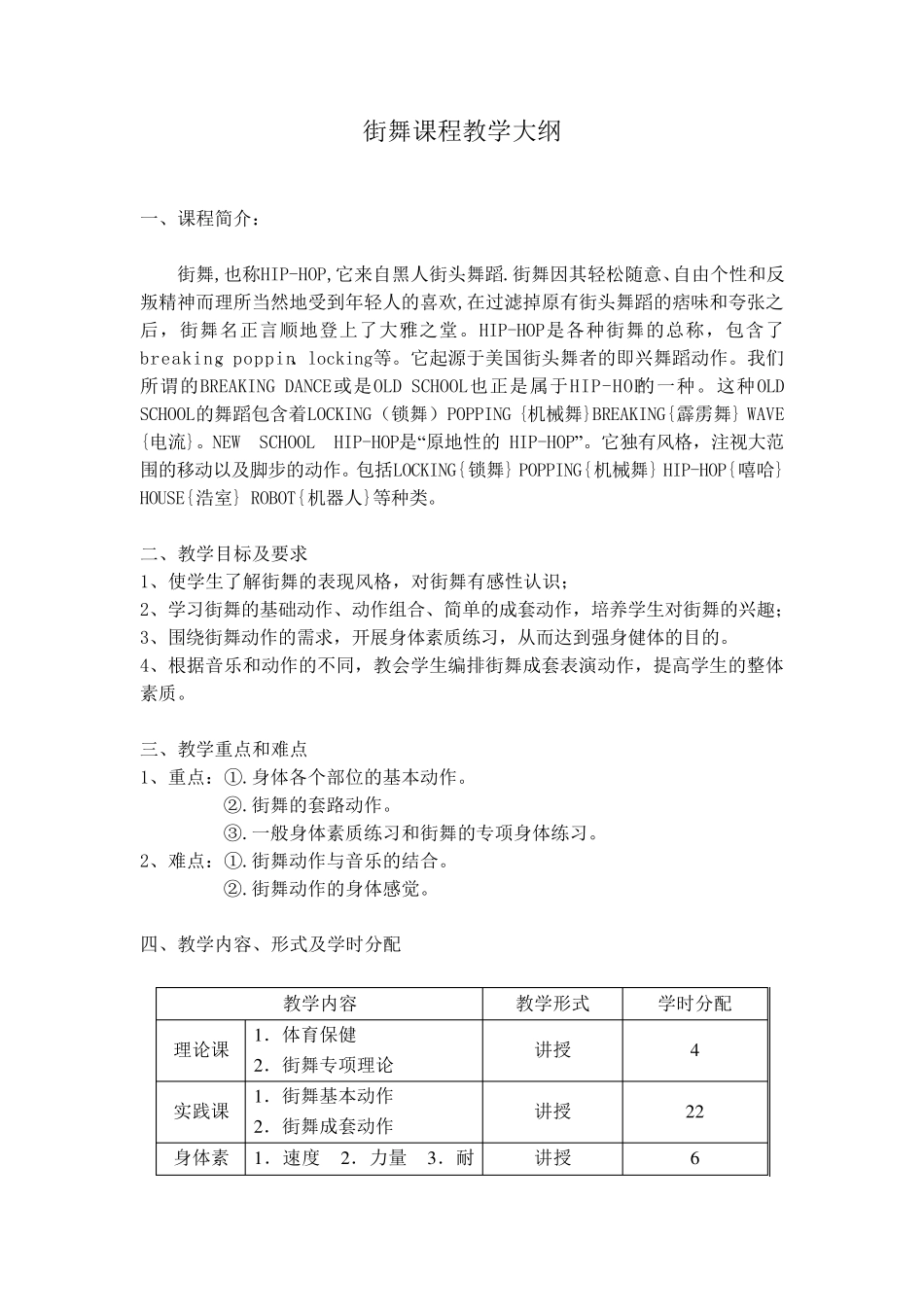 暑假班街舞课程教案_第1页