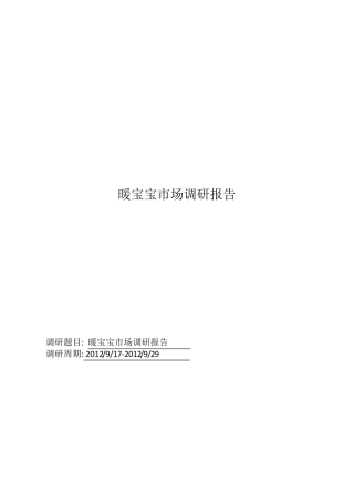 暖宝宝市场调研报告