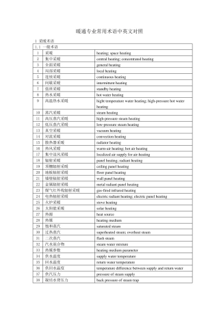暖通专业常用术语中英文对照
