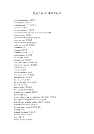 暖通空调专业词汇中英文对照表