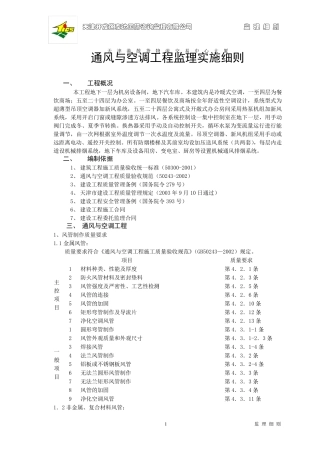 暖通空调工程监理细则细则