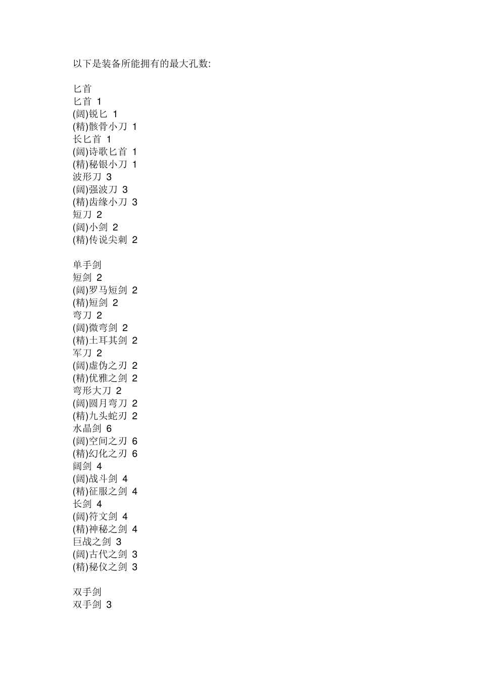 暗黑2—装备所能拥有的最大孔数_第1页