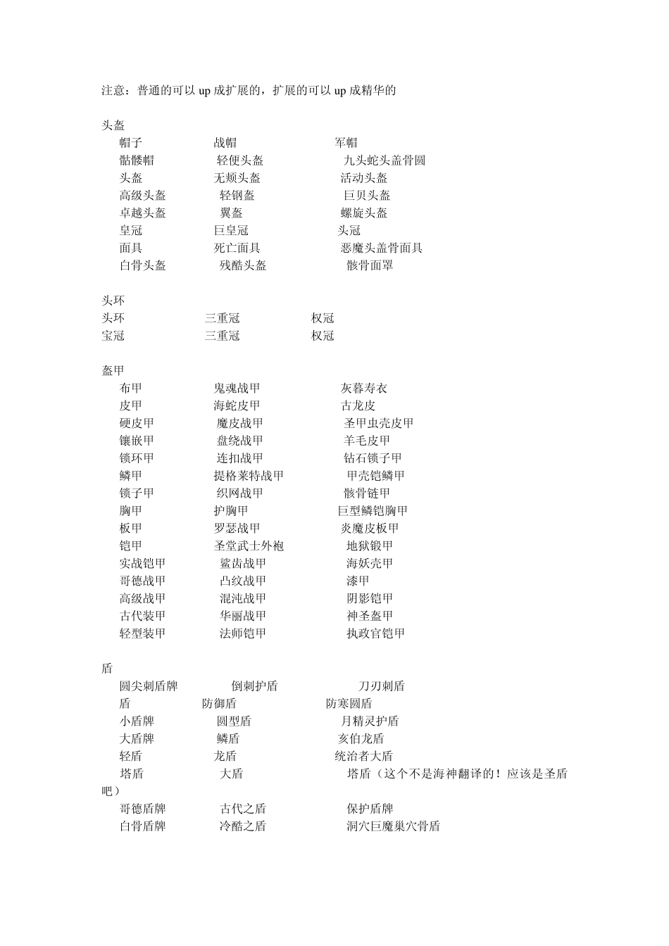 暗黑2暗黑所有装备的普通扩展精华级形态_第1页