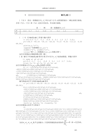 曲线拟合的线性最小二乘法及其MATLAB程序