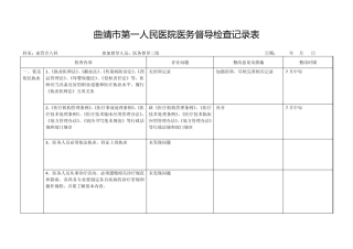 曲靖市第一人民医院医务督导检查记录表