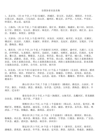最全全国各省市县名称