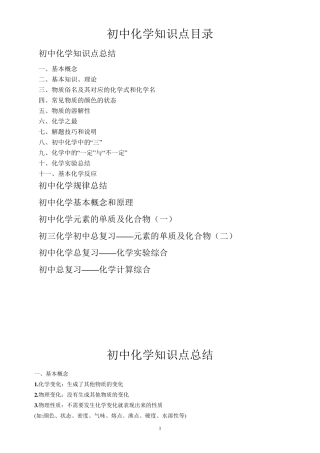最全初中化学知识点总结(精编版)