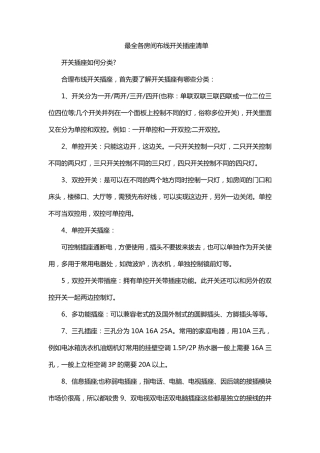 最全各房间布线开关插座清单