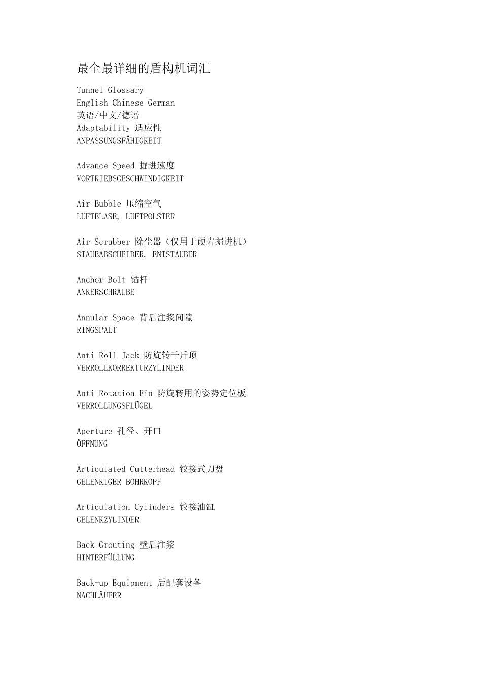 最全最详细的盾构机词汇_第1页