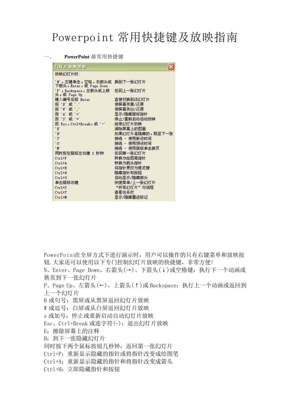 最全的PowerPoint快捷方式和放映操作指南_第1页