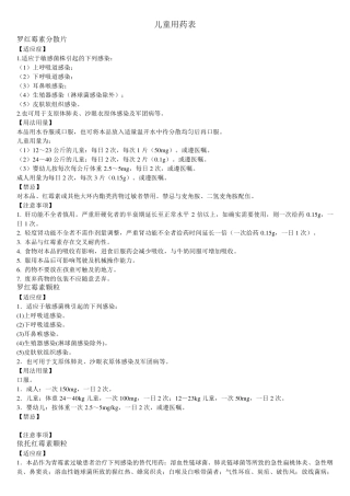 最全的儿童用药表